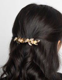 Gold Leaf & Pearl Barette Clip - link has visual effect only