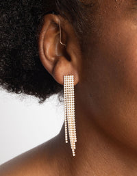 Gold Cubic Zirconia Fringe Drop Earrings - link has visual effect only