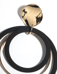 Black Loop Drop Earrings - link has visual effect only