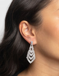 Silver Cubic Zirconia V Drop Earrings - link has visual effect only