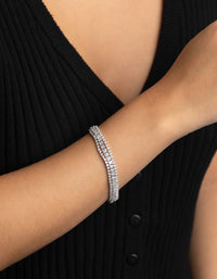 Rhodium Cubic Zirconia Wide Bracelet - link has visual effect only