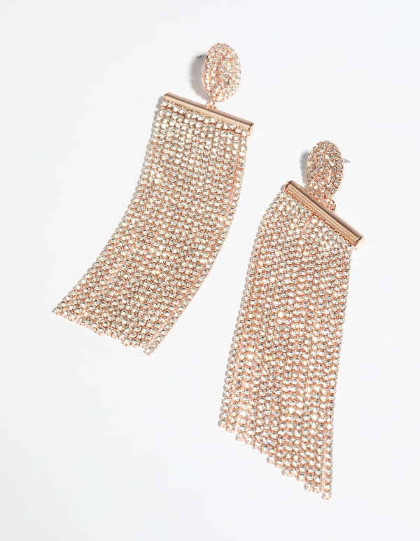 Rose Gold Diamante Statement Earrings