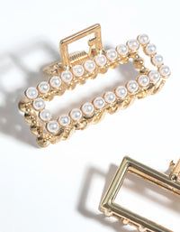 Gold Mini Pearl Rectangular Claw Clip Pack - link has visual effect only