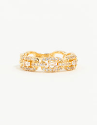 Gold Plated Cubic Zirconia Chain Ring - link has visual effect only