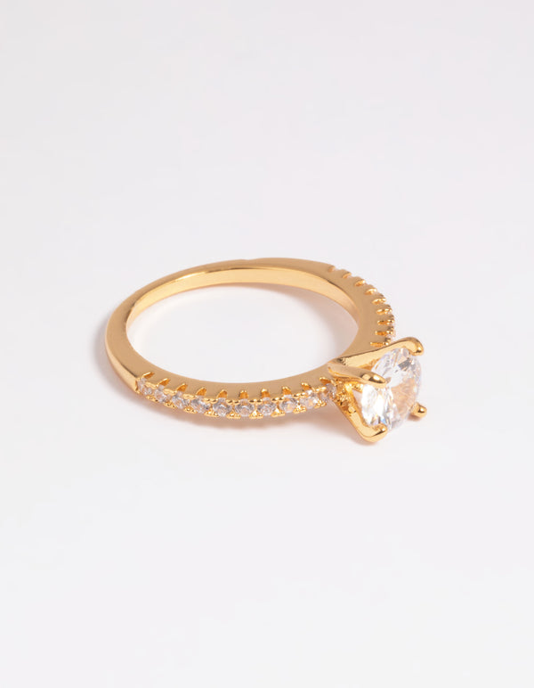 Gold Plated Cubic Zirconia Textured Ring