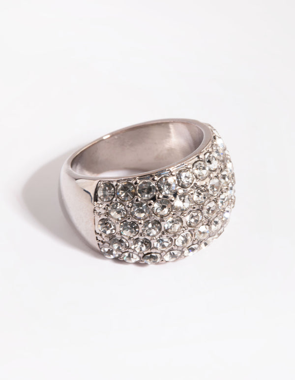 Silver Diamante Dome Ring