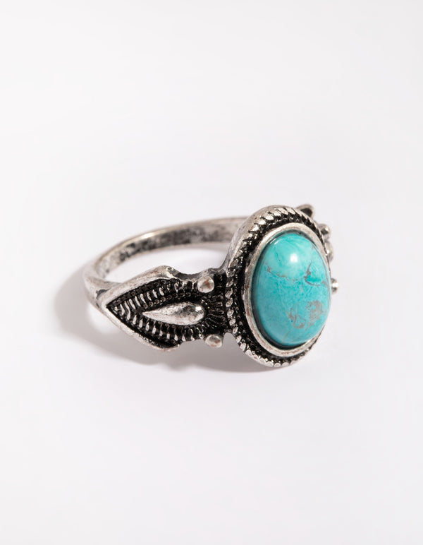 Antique Silver Semi-Precious Stone Ring