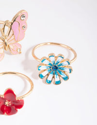 Gold Butterfly & Flower Ring - link has visual effect only