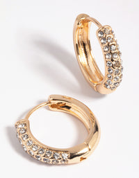 Gold Diamante Huggie Hoop Earrings - link has visual effect only