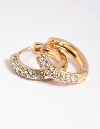 Gold Diamante Huggie Hoop Earrings - link has visual effect only