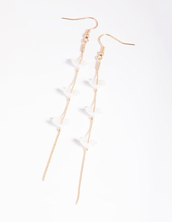 White Flower Drop Earrings