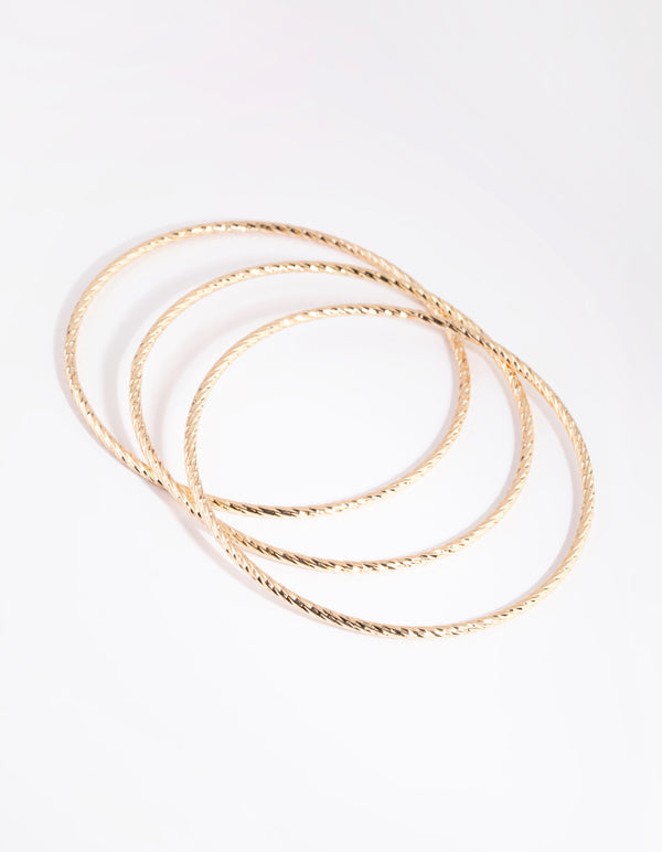 Gold Textured Bangle Pack