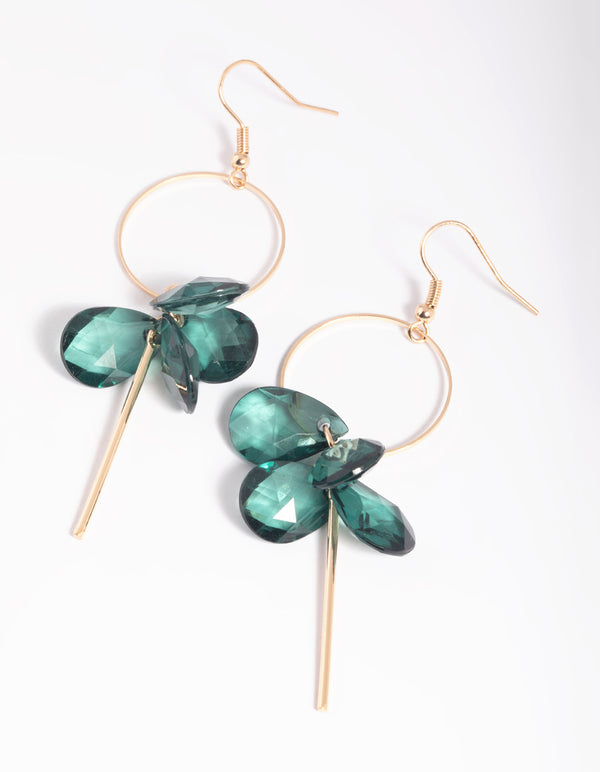 Green Beaded Drop Earrings