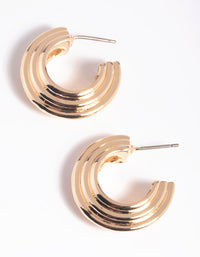 Gold Pointed Lines Hoop Earrings - link has visual effect only