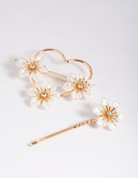 Gold Pearlised Flower Clips - link has visual effect only