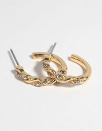 Gold Plated Diamante Twisted Hoop Earrings - link has visual effect only