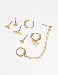 Gold Plated Celestial Stud Earring Pack - link has visual effect only