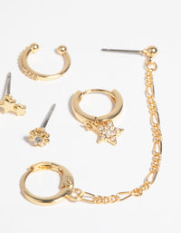 Gold Plated Celestial Stud Earring Pack - link has visual effect only