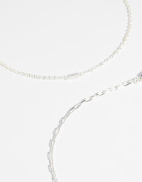 Silver Plated Fine Chain Anklet Set - link has visual effect only