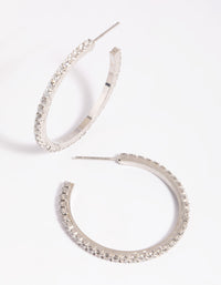 Silver Cubic Zirconia Hoop Earrings - link has visual effect only