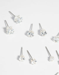 Silver Cubic Zirconia Earring 6-Pack - link has visual effect only