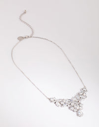 Silver Cubic Zirconia Floral Statement Necklace - link has visual effect only