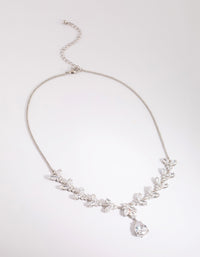 Silver Cubic Zirconia Teardrop Lariat Necklace - link has visual effect only