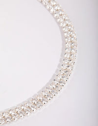 Silver Cubic Zirconia Layered Anklet - link has visual effect only