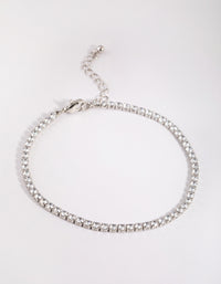 Silver Cubic Zirconia Tennis Anklet - link has visual effect only