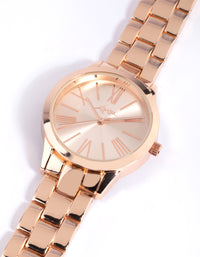 Rose Gold Roman Link Strap Watch - link has visual effect only