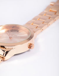 Rose Gold Roman Link Strap Watch - link has visual effect only