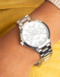 Silver Marble Diamante Watch - link has visual effect only