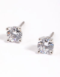 Rhodium Cubic Zirconia Stud Earrings - link has visual effect only