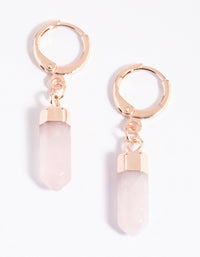 Rose Quartz Huggie Hoop Earrings - link has visual effect only