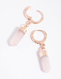 Rose Quartz Huggie Hoop Earrings - link has visual effect only