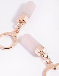 Rose Quartz Huggie Hoop Earrings - link has visual effect only