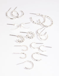 Silver Twisted Hoop Earring 8-Pack - link has visual effect only