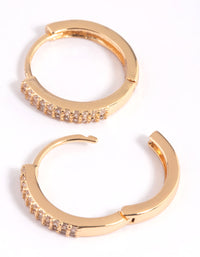 Gold Plated Cubic Zirconia Small Huggie Hoop Earrings - link has visual effect only