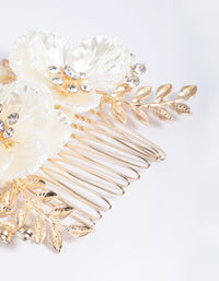 Gold Pearlised Flower Comb - link has visual effect only