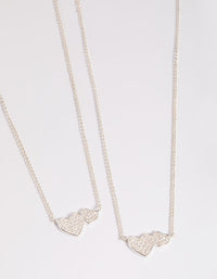 Silver Plated Brass Cubic Zirconia Hearts Necklace Set - link has visual effect only