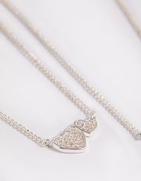 Silver Plated Brass Cubic Zirconia Hearts Necklace Set - link has visual effect only