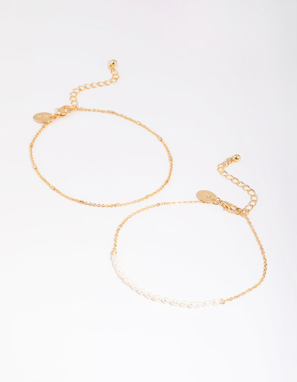 Gold Plated Freshwater Pearl Anklet