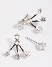 Rhodium Cubic Zirconia Star Jacket Earrings - link has visual effect only