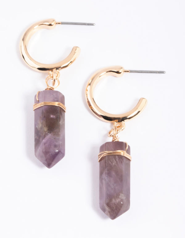 Amethyst Shard Hoop Earrings