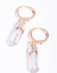 Clear Quartz Huggie Hoop Earrings - link has visual effect only