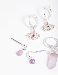 Amethyst Evil Eye Earring Stack Pack - link has visual effect only