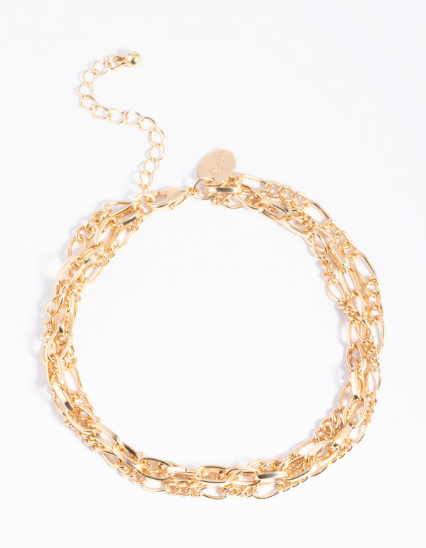 Gold Triple Chain Anklet