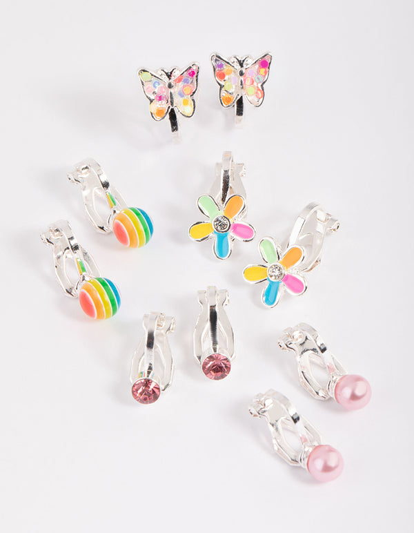 Kids Rainbow Fun Clip-On Earring 5-Pack