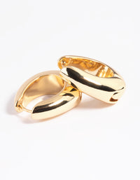 Gold Plated Chunky Oval Huggie Hoop Earrings - link has visual effect only