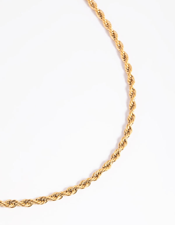 Gold Plated Stainless Steel Twisted Chain Necklace